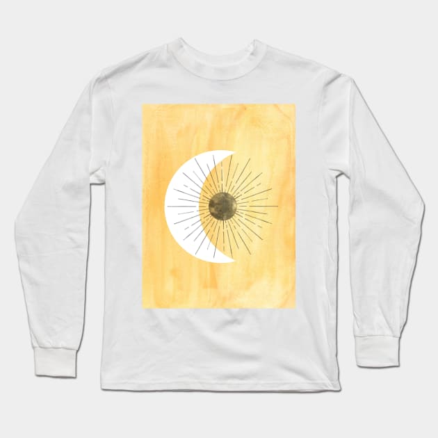 Mustard sun and moon Long Sleeve T-Shirt by WhalesWay